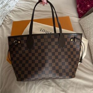 Louis Vuitton Damier PM ebene checkered neverfull tote bag
